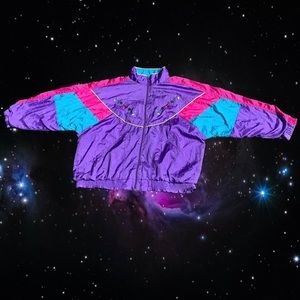 Vintage floral windbreaker bomber jacket